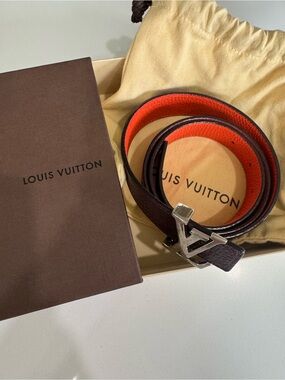 Louis Vuitton Women’s Reversible Brown & Orange LV Initials Belt